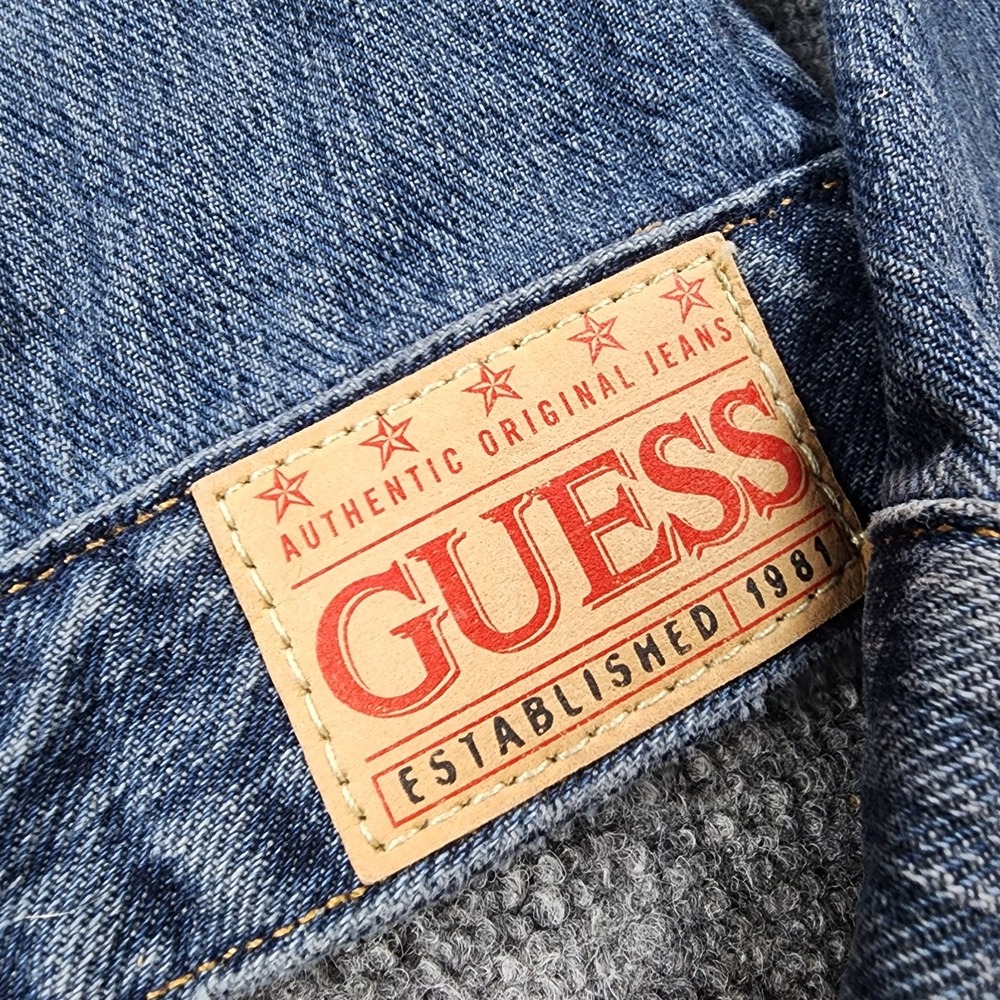 Vintage Guess Jeans Women's S Denim Jacket 90's Trucker Dark Wash Cropped Y2K - Picture 2 of 11